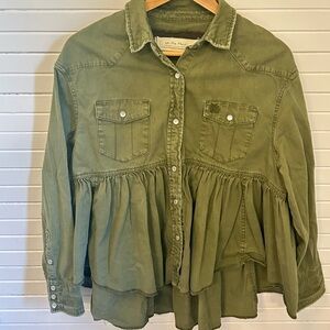 We The Free Khaki Green Snap Jacket